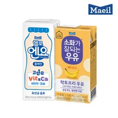 매일유업 헬로엔요 플레인 200ml 24팩 + 소화가잘되는 바나나 멸균 우유 190ml 24팩, 1세트