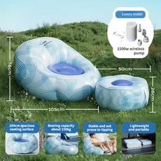 휴대용 에어 소파 등받이가 있는 접이식 침대 캠핑 해변 음악 축제용, 01 Set(Wireless Pump)