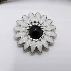 리벳나사 흰색 국화 상감 터키석 장식 버클 콘초 나사 백 버튼 DIY 제품 공예 5 개, 01 Silver black
