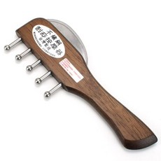 台灣製櫸木不鏽鋼刮痧按摩器，圓珠按摩梳，輕巧好攜帶，舒緩肌肉疲勞，促進血液循環, 天然櫸木原木色, 1個