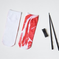 仿真五花肉造型襪子，趣味梅花肉片搞怪短襪，交換禮物/聖誕禮物首選