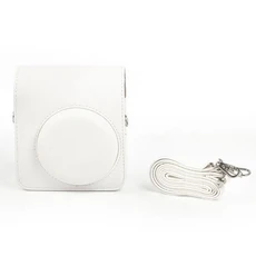 인조 가죽 인스턴트 카메라 케이스 조정 가능한 스트랩 휴대용 사진 주머니 Fujifilm Instax mini 40 용 충, 01 White