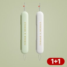 이지앤코 2in1 멀티 실꿰기 실끼우기 실밥제거기 휴대용 바느질 도구 1+1, 1개, 그린+화이트