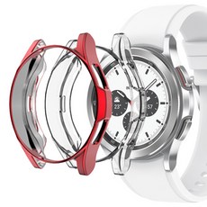 루아르모 갤럭시워치 TPU 풀커버 범퍼 케이스 2p 세트, 레드, 투명