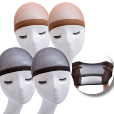 주니니몰 가발망 4개세트 가발캡 블랙 살색, 1개, 스킨2+블랙2