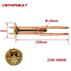 산업용 구리 탱크 히터 인스턴트 침수 가열 요소 원형 플랜지 폴드 백 타입 63mm 220v 3KW, 01 220V 3KW, 02 Fold back type
