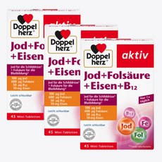 도펠헤르츠 요오드 + 엽산 + 철분 정제 45개 20.4g x3, 3개, 45회분