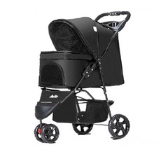 【彬彬小舖】台灣現貨 新一代『一鍵折疊寵物推車 三輪/四輪』寵物手推車 貓咪推車 寵物推車 寵物車 手推車 狗推車 提籠, 1個, 寵物推車三輪-黑色