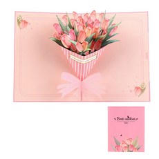 알파벳샵 3D 꽃다발 입체 팝업 카드, 툴립 꽃다발