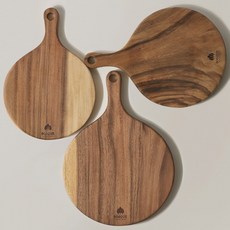 보스퀘 원목 원형 손잡이 피자도마, 1개, 우드