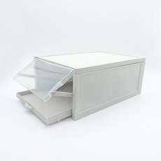 抽屜式透明鞋盒 (三入組), 白色, 1箱