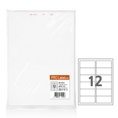 프로라벨 13종 A4 100매(벌크용)/폼텍 호환 라벨, 12칸 PR7012 (2×6), 2팩