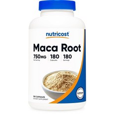 Nutricost 마카 뿌리 캡슐 (레피듐 메예니) 750mg 180 캡슐 180회 분량, 1개