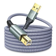 아이나프 프린터 케이블 나일론 브레이디드 USB 2.0 코드 투 컴퓨터 타입 A회색6.6피트, 10피트, AINOPE 회색