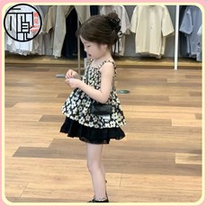 女童2025韓版套裝夏季新款兒童碎花洋氣弔帶短裙寶寶背心兩件套