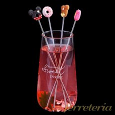 인프마켓 홈카페 도넛 롱 스푼 바용품 하이볼롱스푼 칵테일도구, 7도넛머들러-진핑크