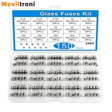 유리관휴즈 자동차 퓨즈 세트 100/150개 고속 유리 분류 키트 15값 M5x20mm 0.1A-30A, [02] 150pcs