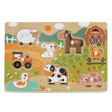 구니스토어 원목 꼭지퍼즐 동물농장 아이두뇌발달 두돌선물 두돌아기