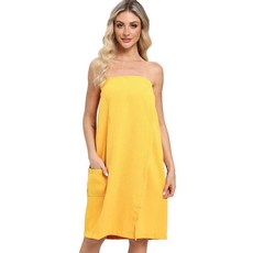 Xeoxarel 조절 가능한 클로저가 있는 여성용 와플 경량 타월 랩 스파 로브 1팩 라이트 그린 원사이즈 213014, 여성용 사우나 타월 랩 1팩 옐로우