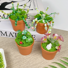 비즈 식물 만들기 키트 재료 꽃 화분 식물 DIY 꾸미기, 기본(스티로폼+이끼 포함)