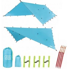 골드 아머 레인플라이 타프 해먹 프리미엄 147피트12피트10피트8피트 레인 플라이 커버 방수 초경량 캠핑 쉘터 캐노피 생존 장비 텐트 액세서리 올리브 그린 12피트 x 10피, Sky Blue 10ft X 10ft, 10ft x 10ft