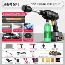 무선 고압 세차기 리튬 배터리 무선세차기 고압세차 충전세차 세차용품 고압분사기 리튬배터리, 강력한 핵에너지 6펌프 듀얼 배터리 모델, 1cm