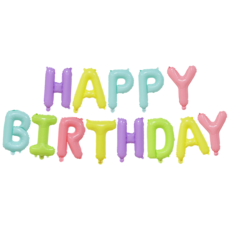 생일글자풍선 해피벌스데이 알파벳 16인치, 1세트, 08_파스텔믹스