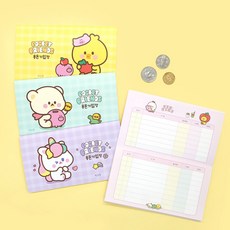 핑크풋 1000 쪼꼬미 친구들 체크 용돈 기입장 정품 랜덤 1권