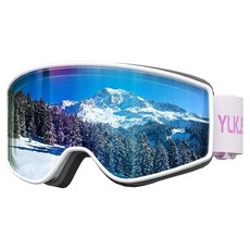YLKJSWIM Kids Ski Goggles Double-Layered Lenses Anti-Fog & OTG Scratch Snow Goggles 100% UV Prote, 화이트 프레임 벚꽃 핑크 렌즈