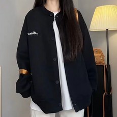 AOKADA 여성 오버핏 야구 점퍼 봄 가을 롱 가디건