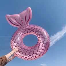 有感選物 台灣現貨 網美造型泳圈 拍照泳圈 人魚泳圈 亮片泳圈, 粉色人魚#110, 1個