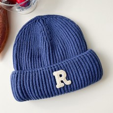 Woodpica 孩童R字母印花針織豆豆帽