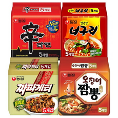 농심 신라면 + 짜파게티 + 너구리 + 오징어짬뽕, 5개