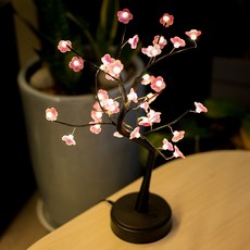 우드 LED 테이블 무드등 - 매화 무선 유선 나무 트리 수유등 수면등 차박 캠핑 건전지 조명