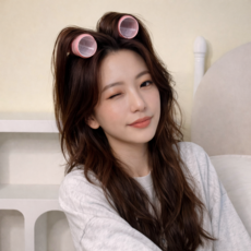 대왕 앞머리 헤어롤 열전도 특대형 구루프 셀프 볼륨 뿌리 고정 롤, 2개, 라이트 핑크