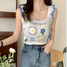 조끼 봄 가을 트 숏 빈티지 캐주얼 간절기 펀칭 뜨개