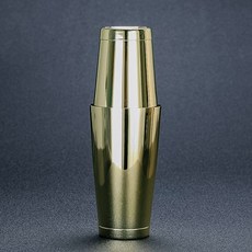 칵테일 쉐이커 비스키 지거 셰이커 세트 스트레이너 포함, 1개, 더블 베이스 골드 도금