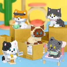 알꿀밤-나노블럭-동물 E 미니 고양이 타워 6종 세트