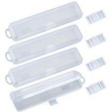 Binxus 4팩 혀 스크레이퍼 케이스 투명 혀 클리너 케이스 포함 칫솔용 플라스틱 상자 치약, Binxus 4팩 혀 스크레이퍼 케이스, 투명 혀 클리