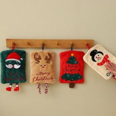 사각 핸드타올 극세사 크리스마스 캐릭터 수건 주방 고리형 어린이집, 1