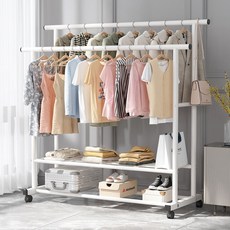 Zuge 이동식 옷걸이 행거 수납 행거, 화이트