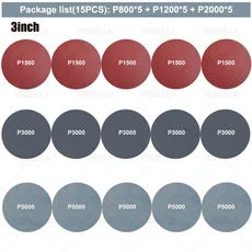 30/15PCS 6/5/4/3 인치 샌딩 디스크 라운드 샌드페이퍼 800-5000 그릿 샌드 페이퍼 버핑 연마 패드 자동차 폴리 셔 전기 드릴