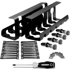 2Pcs 15.75인치 초강력 게이밍 케이블 관리 스탠딩 데스크 와이어 정리대 큰 코드 바구니 클램프 및 나사가 있는 책상 밑 랙 마운트 전원 스트립 홀더 정리 j 채널 손상 없음