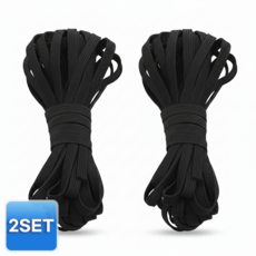 모브드 짱짱한 납작 바지 고무줄 밴드 11mm x 5M 세트, 2개, 블랙