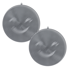 SOHEIM 吸附式圓形矽膠沐浴搓澡墊 2入, 灰色的, 2個裝, 1組