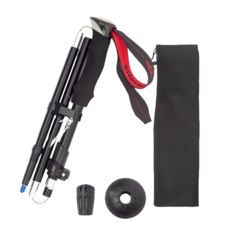 珮慈星系 五節折疊 可收納 加送收納袋, 1個, 登山杖-黑色短款