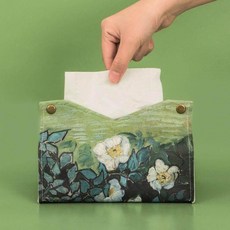 고급 유화 종이 티슈 박스 거실 차량용 휴지함 인테리어 용품, 1개, 와일드로즈