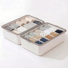 FODOSS 속옷 정리함 가정용 양말 속옷 정리함, 2개, 흰색10칸+15칸