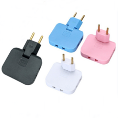 나노볼트 3in1 틈새돼지코 플러그 110v 220v 멀티 변환 어댑터 해외여행 EU US, 2개