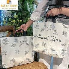 Thank you 플라워 무광 비닐봉투 50장 손잡이 쇼핑백